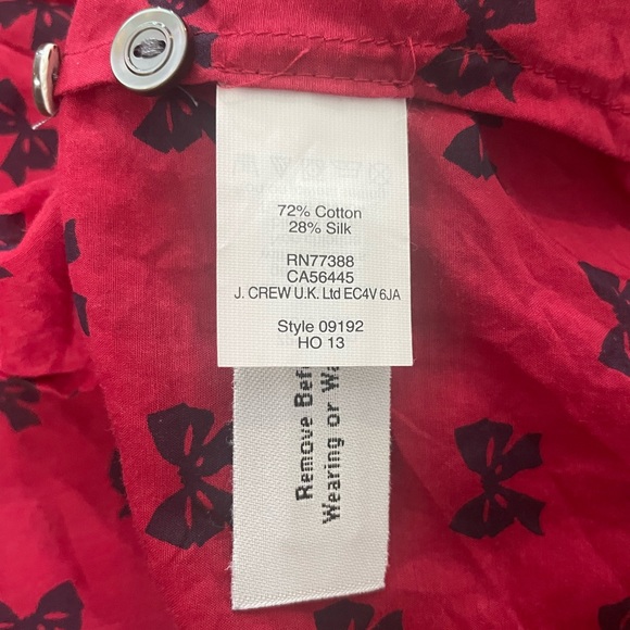 J.Crew Bow Print Half-Button Blouse - Picture 6 of 6
